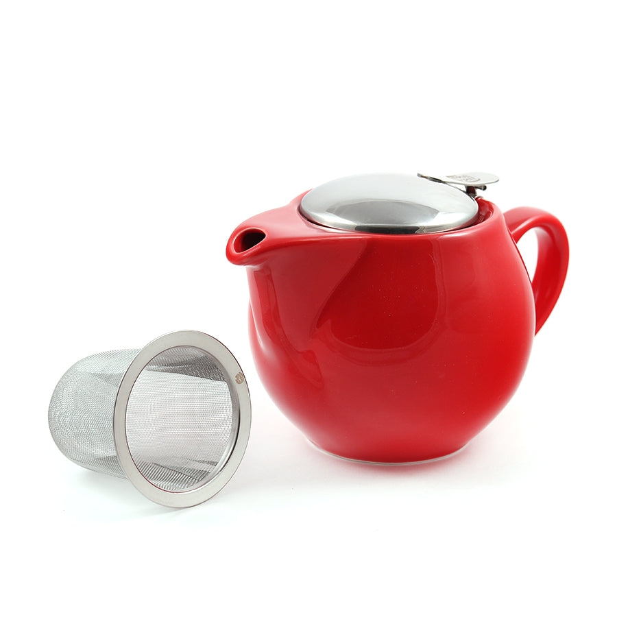 Mrs Doyle's Little Red Ceramic Tea Pot, with filter infuser, it's perfect for making one or two cups of great loose leaf  Irish tea, and it's dishwasher safe 