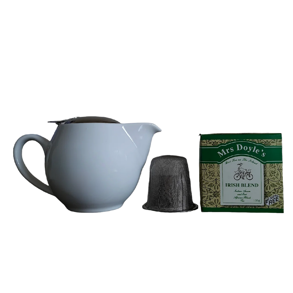 snow white tea pot gift set. mrs. doyle's tea